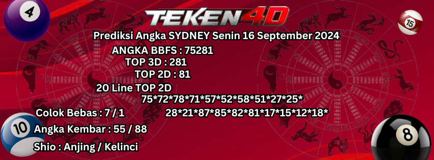 Prediksi Angka Hoki Sdy | Sydney, Senin 16-09-2024